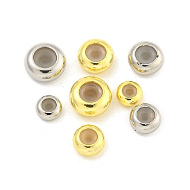 Brass Stopper Beads, with Silicone, Rondelle