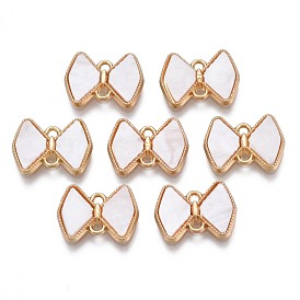 Rack Plating Alloy Enamel Connector Charms, Cadmium Free & Nickel Free & Lead Free, Light Gold, Bowknot