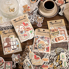 30Pcs 15 Styles Paper Self-Adhesive Decorative Stickers, for Card-Making, Scrapbooking, Diary, Planner, Envelope & Notebooks, Plant/Food/Animal Pattern
