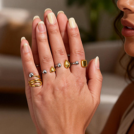 304 открытые кольца манжеты из нержавеющей стали, золотые и нержавеющая сталь цвет