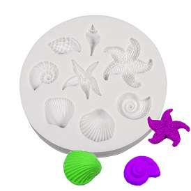 Food Grade Silicone Molds, Fondant Molds, For DIY Cake Decoration, Chocolate, Candy, UV Resin & Epoxy Resin Jewelry Making, Shell and Starfish/Sea Stars