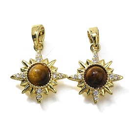 Натуральные солнцезащитные обереги тигрового глаза, латунные прозрачные кубические циркониевые подвески