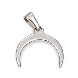 Pendentifs en acier inoxydable, double corne / croissant