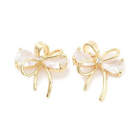 Латунные микропаве прозрачные подвески с фианитом, бантом