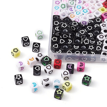 30Pcs 6 Colors Craft Acrylic Beads, Cube