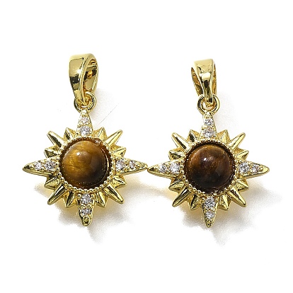 Натуральные солнцезащитные обереги тигрового глаза, латунные прозрачные кубические циркониевые подвески