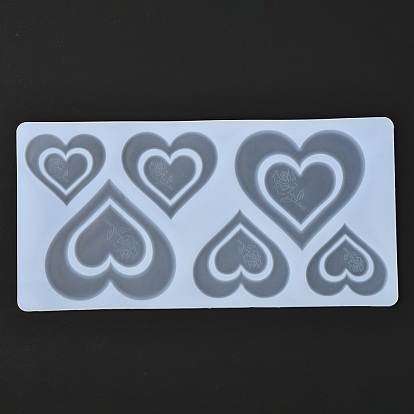 Heart & Rose Food Grade Silicone Molds, Fondant Molds, For DIY Cake Decoration, Chocolate, Candy, UV Resin & Epoxy Resin Craft Making