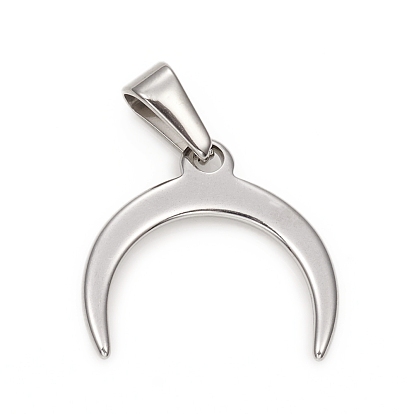 Pendentifs en acier inoxydable, double corne / croissant