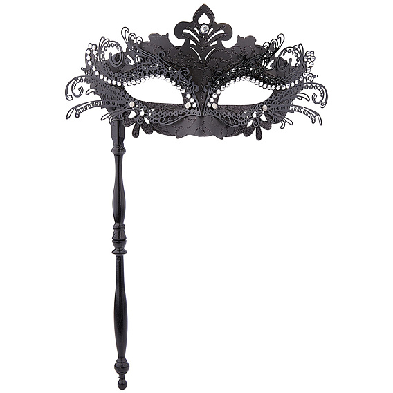 Маскарадные маски из пластика со стразами и держателем из сплава, для праздничных костюмов аксессуар