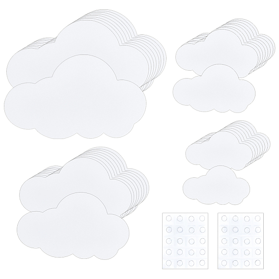 50 шт. 4 стили бумажные открытки в форме облаков, с 2 листами резиновая наклейка