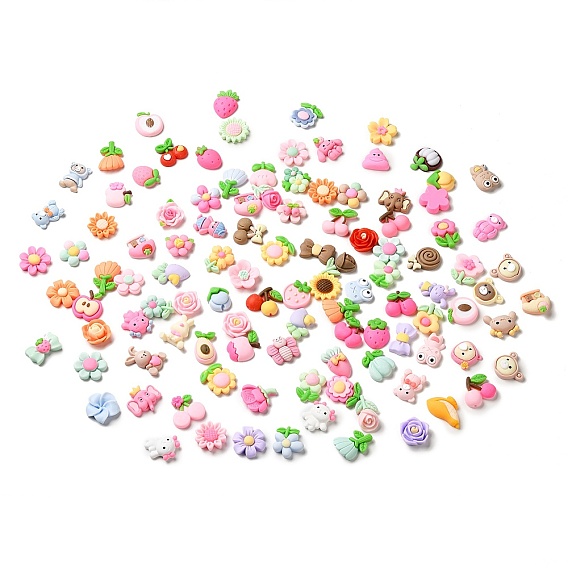 Непрозрачные кабошоны из смолы, вишневый клубничный цветок бантом