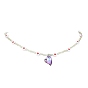 Acrylic and Glass Seed Heart Beaded Stretch Bracelet & Pendant Necklace, Jewelry Sets