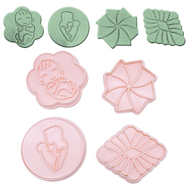 Food Grade Plastic Molds, Fondant Molds Set, Bakeware Tools, For DIY Cake Decoration, Chocolate, Candy Mold, Windmill & Flower & Flat Round & Rhombus, Mother's Day