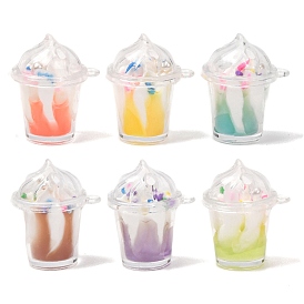 Acrylic Pendants, Ice Cream Charms, with Resin and Plastic Pearl