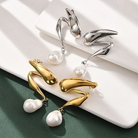 304 серьги-гвоздики из нержавеющей стали с жемчугом для женщин, самородки, слева и справа