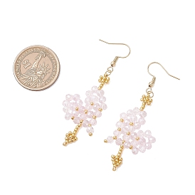 Болтающие серьги из стекла, С 304 результатами из нержавеющей стали, сердце, золотые