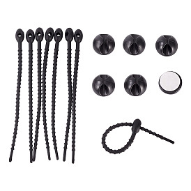 20органайзер для кабеля из ПВХ-пластика, с 20шт. силиконовые кабельные стяжки овальной формы, держатель для укладки кабелей, зажимы для шнура