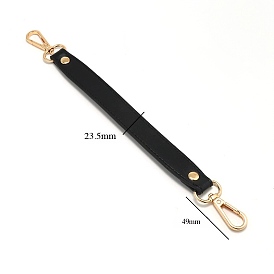 Double Face PU Leather Bag Handles, with Light Gold Alloy Swivel Clasps