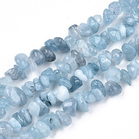 Perles naturelles de quartz brins, imitation aigue-marine, teint, puces