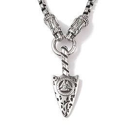 304 Stainless Steel Gragon Head King Box Chain Viking Arrowhead Pendant Necklaces for Men