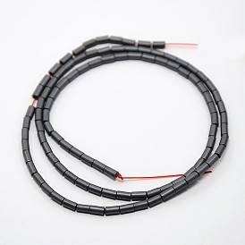 Matte Grade A Non-magnetic Synthetic Hematite Column Beads Strands, 4x2mm, Hole: 1mm, about 101pcs/strand, 15.7 inch
