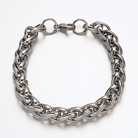 304 pulseras de cadena de la cuerda de acero inoxidable, con cierre de langosta, 8-7/8 pulgada (225 mm)