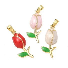 Латунь эмаль подвески, очарование розы, реальный 18 k позолоченный