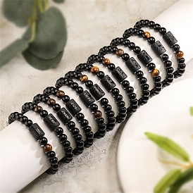 Constellation Natural Agate Tube Beaded Stretch Bracelets