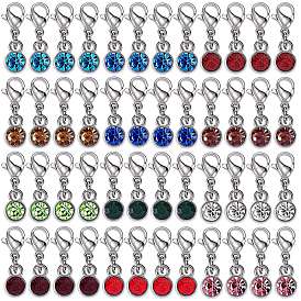 Подвесные украшения из сплава, со стразами и 304 застежками-карабинами из нержавеющей стали, цвет нержавеющей стали