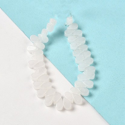 Natural White Jade Beads Strands, Teardrop, Top Drilled