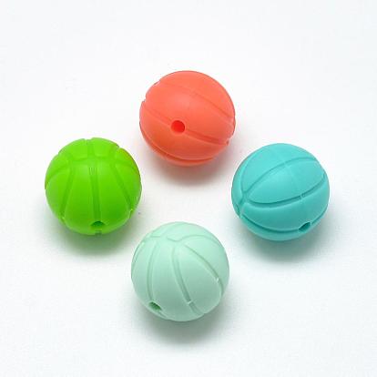 Food Grade Eco-Friendly Silicone Focal Beads, Basketball