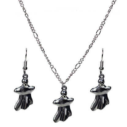 Retro Ghost Earrings and Necklace Set for Women Halloween Costume Jewelry
