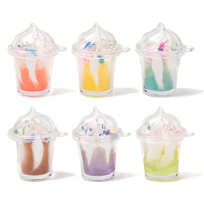 Acrylic Pendants, Ice Cream Charms, with Resin and Plastic Pearl