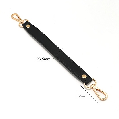Double Face PU Leather Bag Handles, with Light Gold Alloy Swivel Clasps