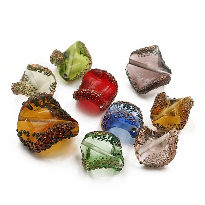 Transparent Czech Glass Beads, Nugget with Golden Spot