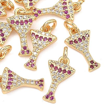 Pendentifs en laiton Shegrace sertis de micro-pavés de zircone cubique, sans cadmium et sans nickel et sans plomb, charmes de verre à vin