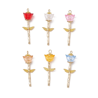 Прозрачные акриловые бусины со стеклянными витыми стеклярусами и тибетскими бусинами из сплава и подвесками из сплава, цветок