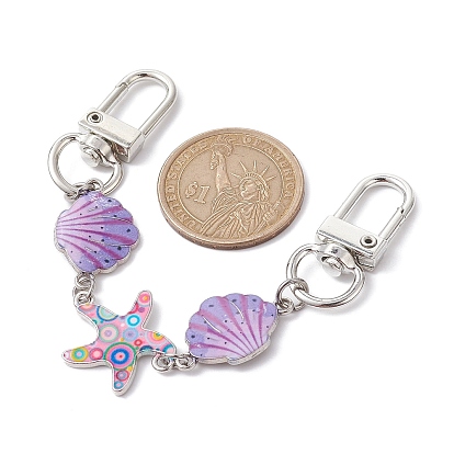Ocean Theme Alloy Enamel Link Purse Strap Extenders, Shell & Starfish Purse Extension Chains with Swivel Clasp