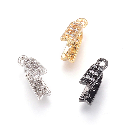 Brass Micro Pave Cubic Zirconia Ice Pick Pinch Bails