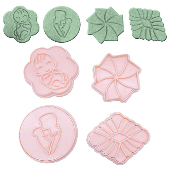 Food Grade Plastic Molds, Fondant Molds Set, Bakeware Tools, For DIY Cake Decoration, Chocolate, Candy Mold, Windmill & Flower & Flat Round & Rhombus, Mother's Day