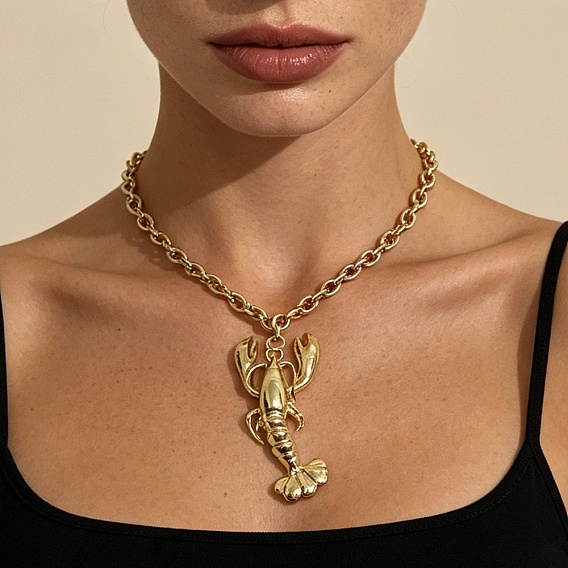 Alloy Lobster Pendant Necklaces for Women