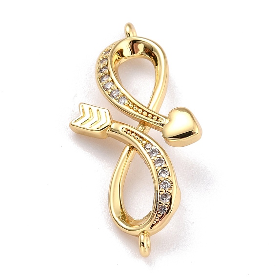 Бюстгальтеры Micro pave прозрачные кубические циркониевые звенья соединители, долговечный, бесконечность с сердцем и стрелой