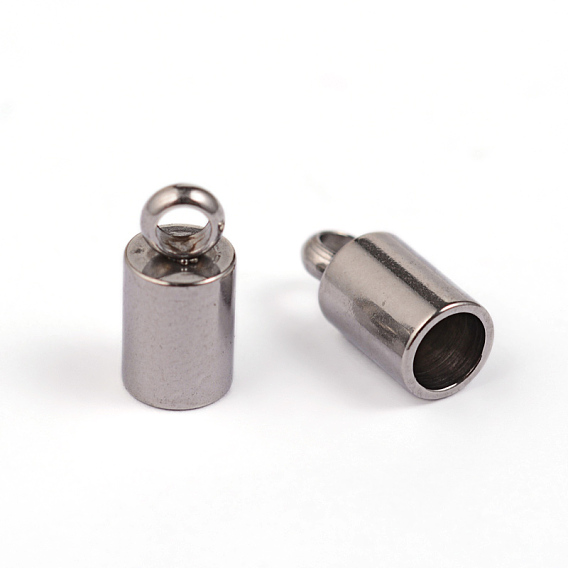 304 Stainless Steel Cord Ends, End Caps, 8x4mm, Hole: 2mm