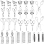 100Pcs 10 Styles Haircut Theme Tibetan Style Pendants, Tools Charms