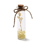 Mini Natural Crystal & Stone Beads Wishing Bottles, with Copper Wire, for DIY Jewelry Making Home Decoration