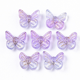 Two Tone Transparent Spray Painted Glass , with Golden Foil, Butterfly