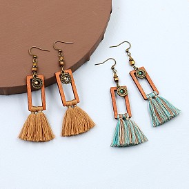 Bohemian Vintage Square Tassel Earrings for Women, Long and Stylish Ear Jewelry that Slims Down Your Look.