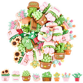 40 шт 5 стили кабошоны из непрозрачной смолы, смешанные формы растений