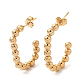 304 boucles d'oreilles ovales en perles d'acier inoxydable, boucles d'oreilles demi-créoles pour femmes