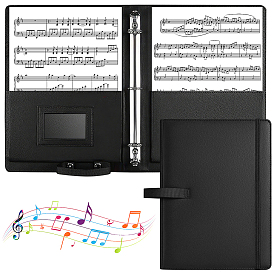 PU Leather Piano Sheet Folder, Binder Music Holder, Spiral Notebook Binder Organizer, Rectangle